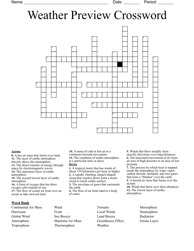 Weather Preview Crossword