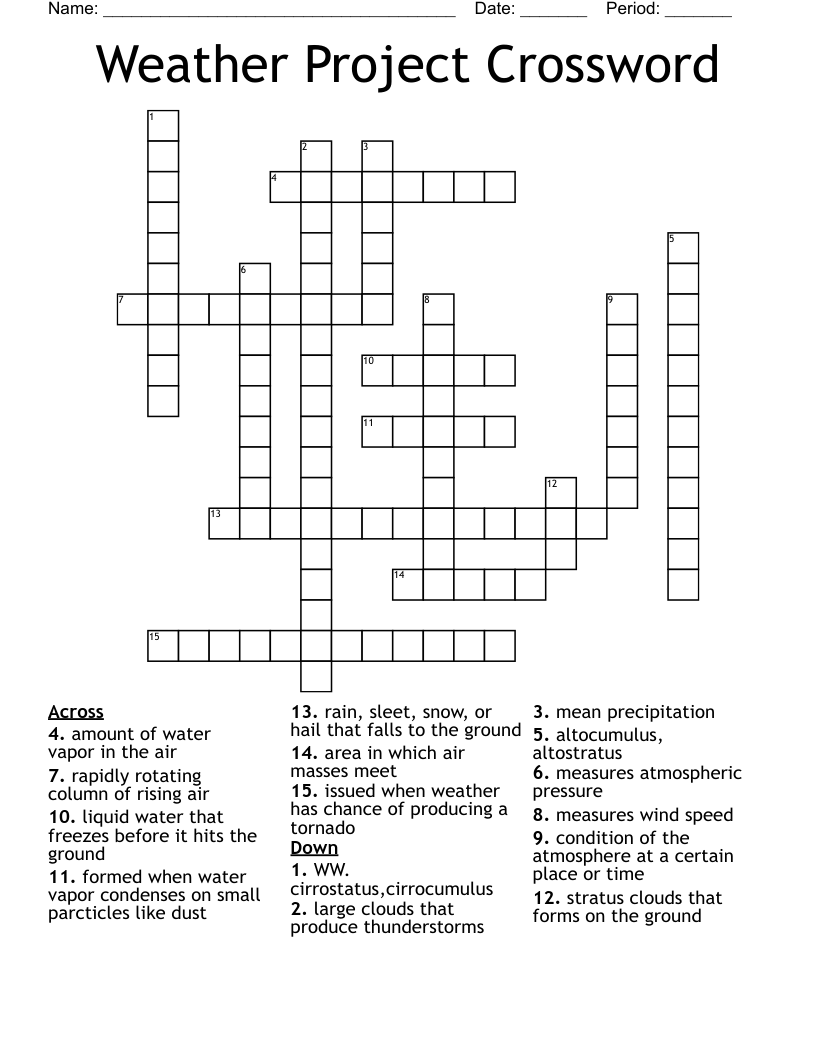 Weather Project Crossword