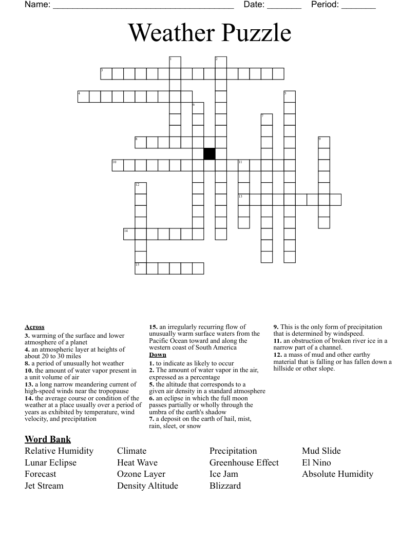 Weather Puzzle Crossword