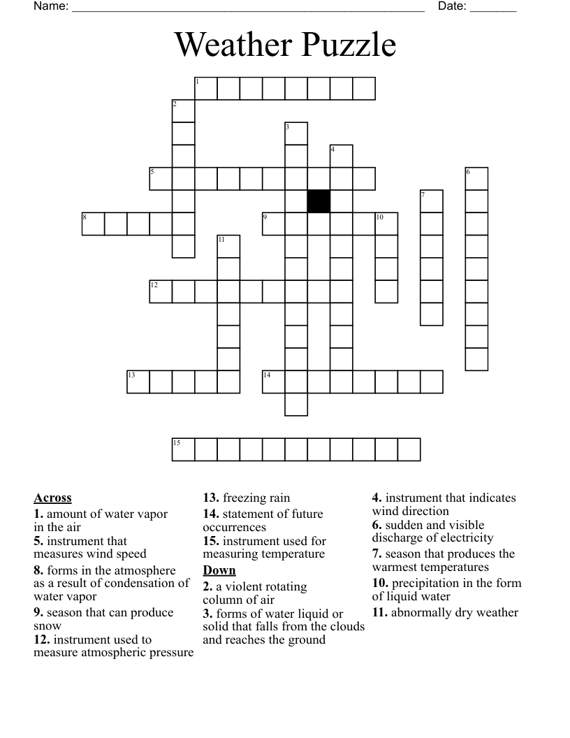 Weather Puzzle Crossword