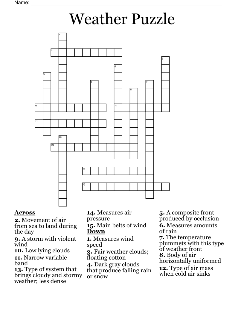 Weather Puzzle Crossword