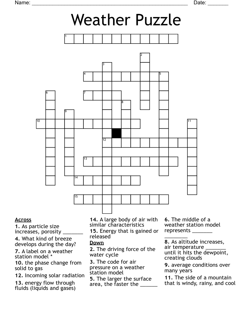 Weather Puzzle Crossword