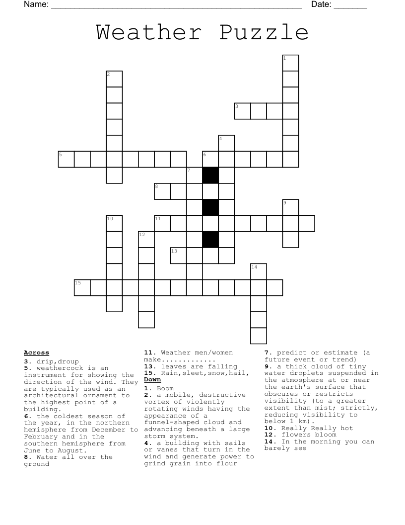 Weather Puzzle Crossword