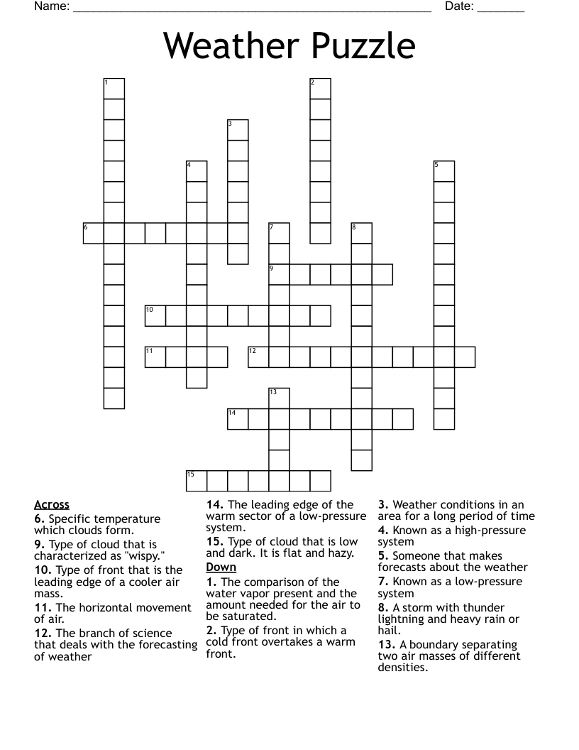 Weather Puzzle Crossword