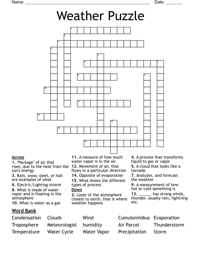 Weather Puzzle Crossword