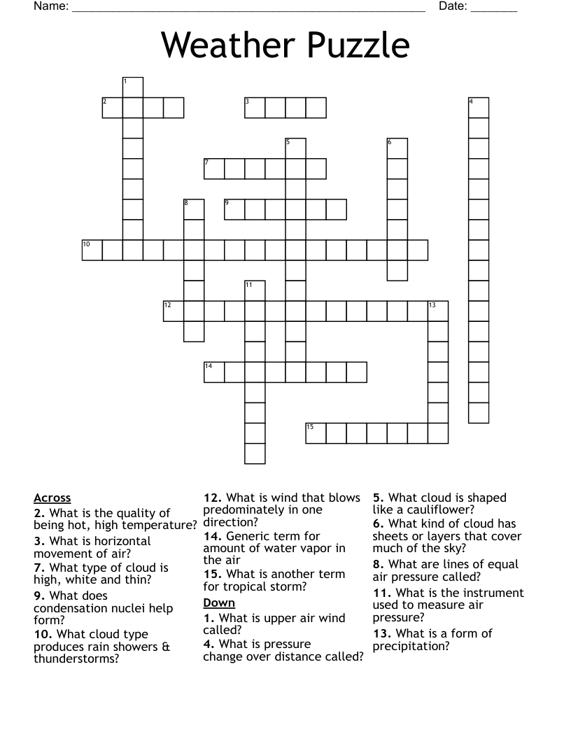 Weather Puzzle Crossword