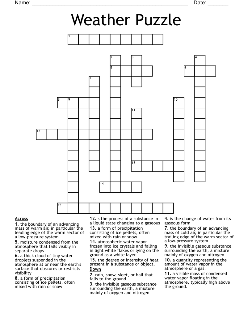 Weather Puzzle Crossword