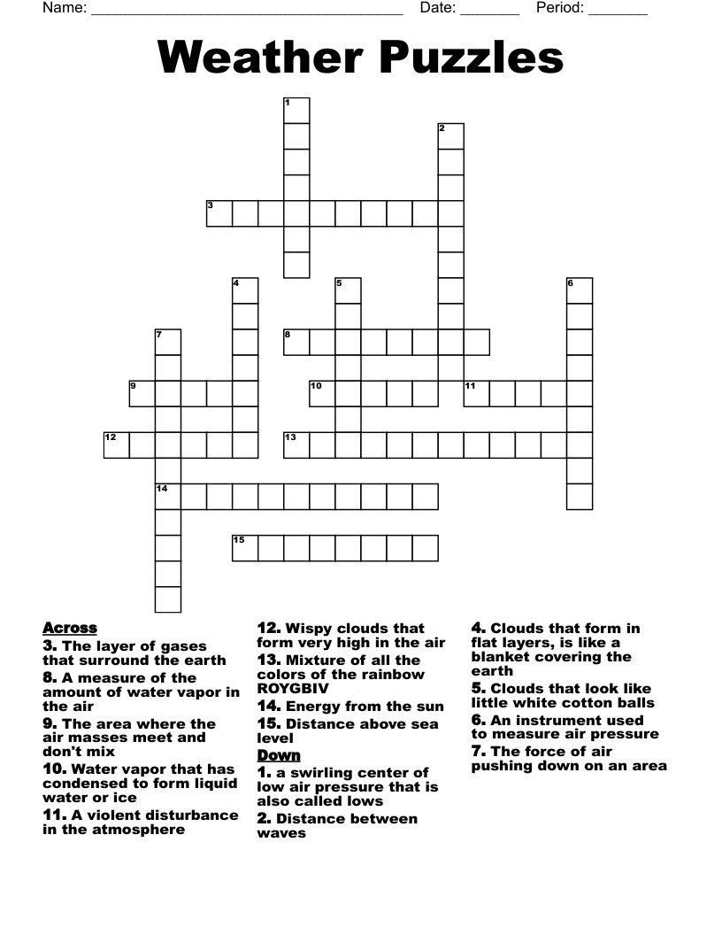 Weather Puzzles Crossword