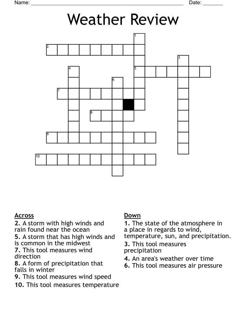 Weather Review Crossword