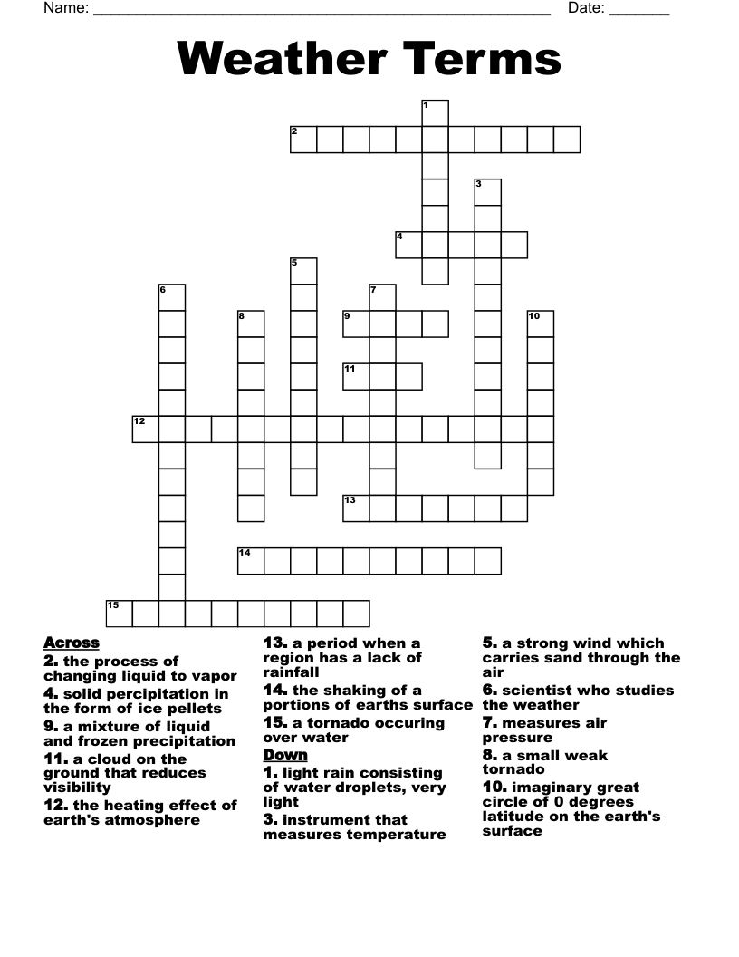 Weather Terms Crossword