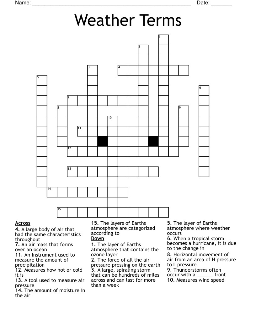 Weather Terms Crossword