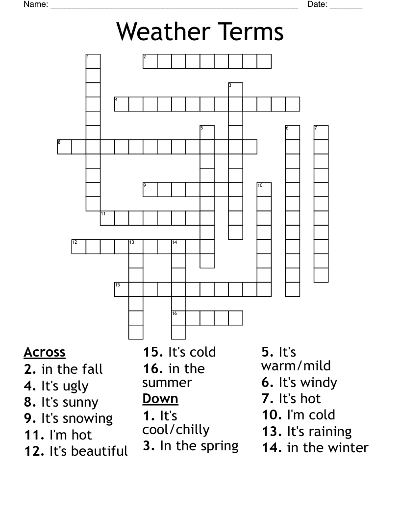 Weather Terms Crossword