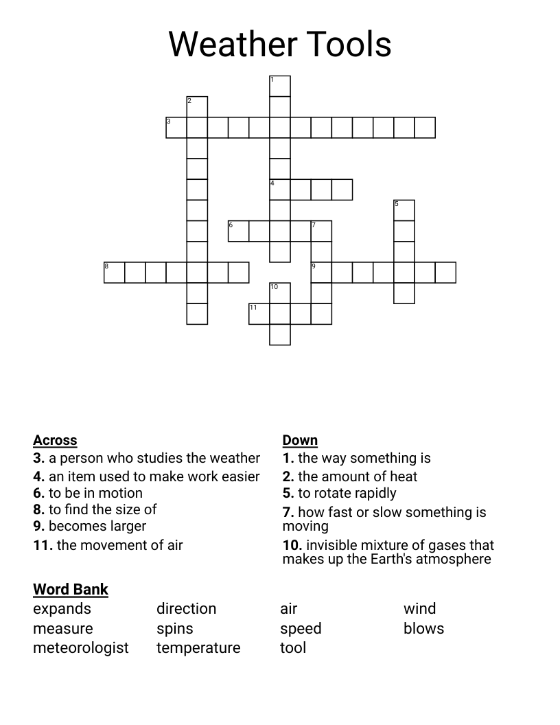 Weather Tools Crossword