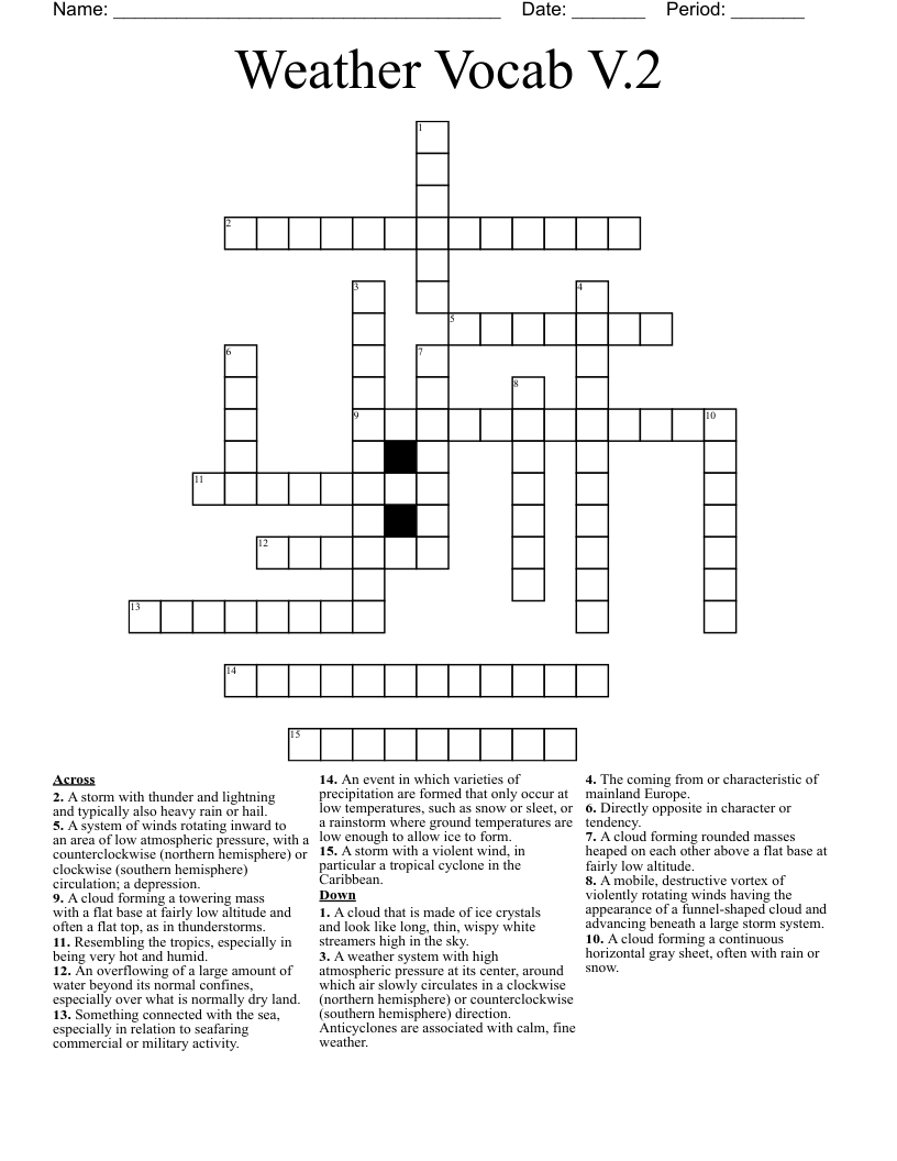Weather Vocab V.2 Crossword