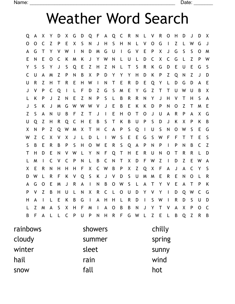 Weather Word Search