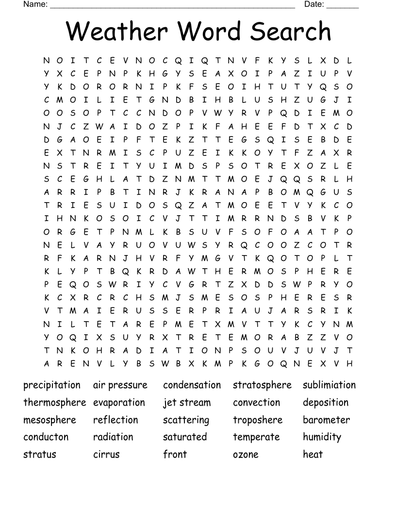 Weather Word Search