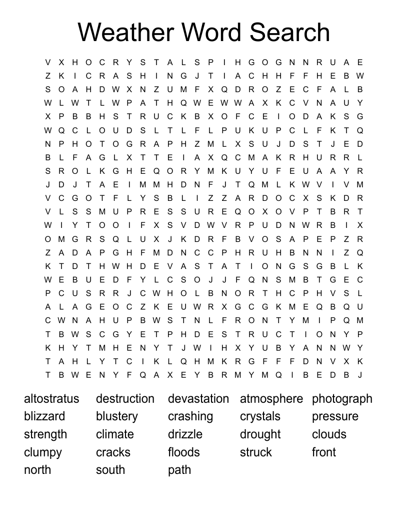 Weather Word Search