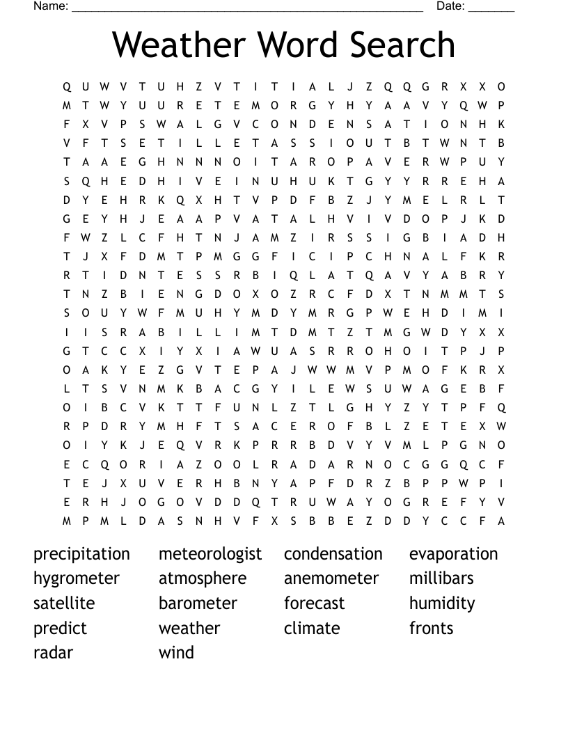 Weather Word Search