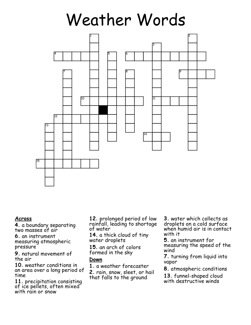 Weather Words Crossword