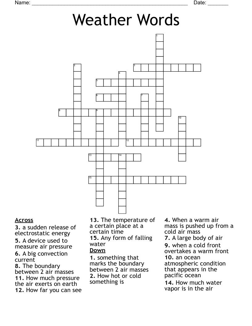 Weather Words Crossword