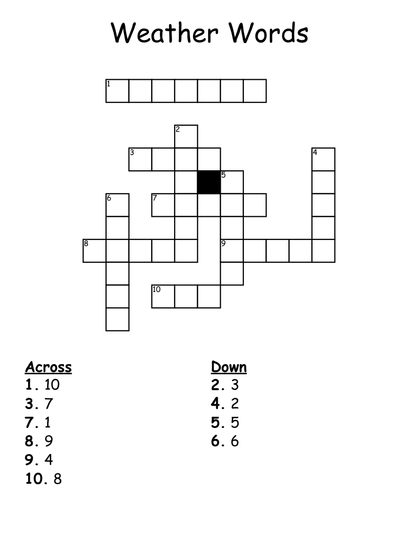 Weather Words Crossword