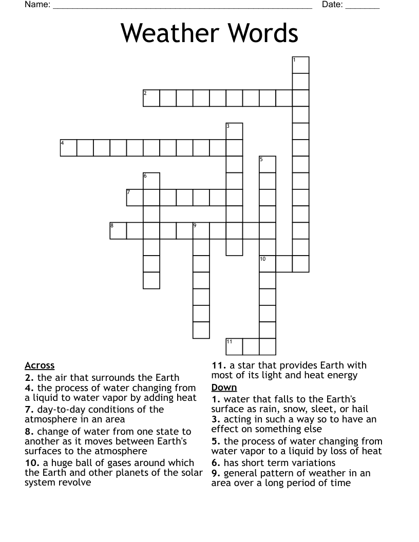 Weather Words Crossword