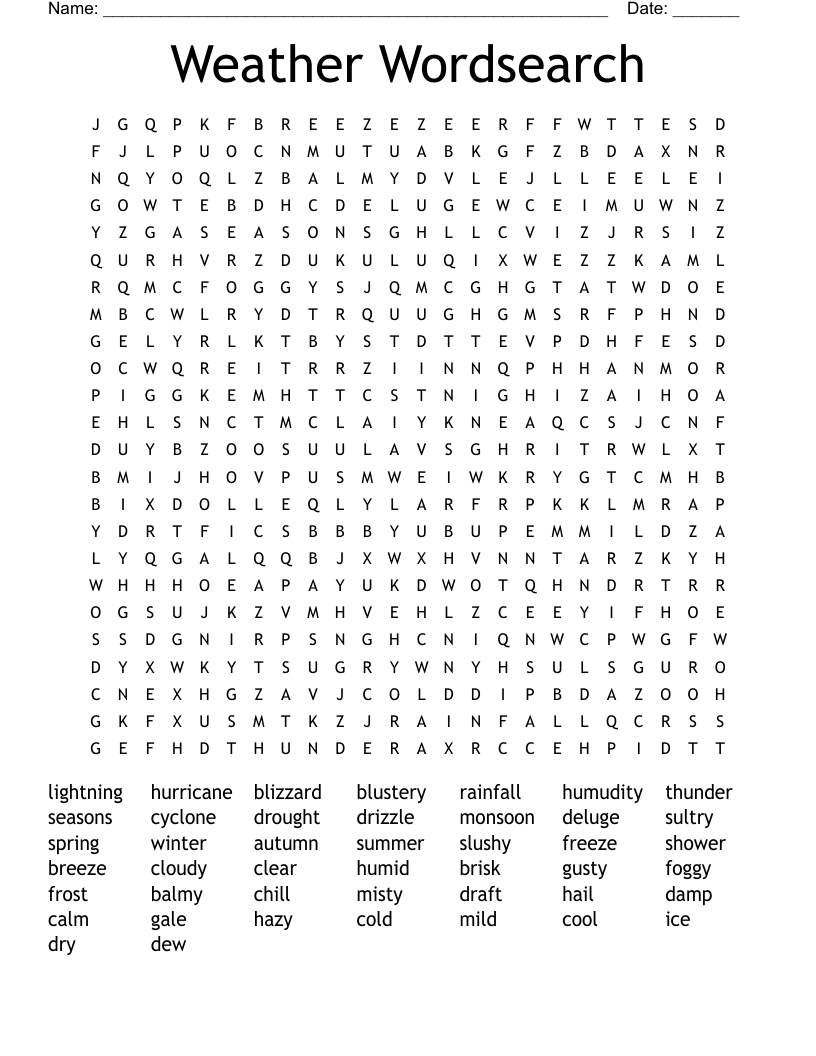 Weather Wordsearch