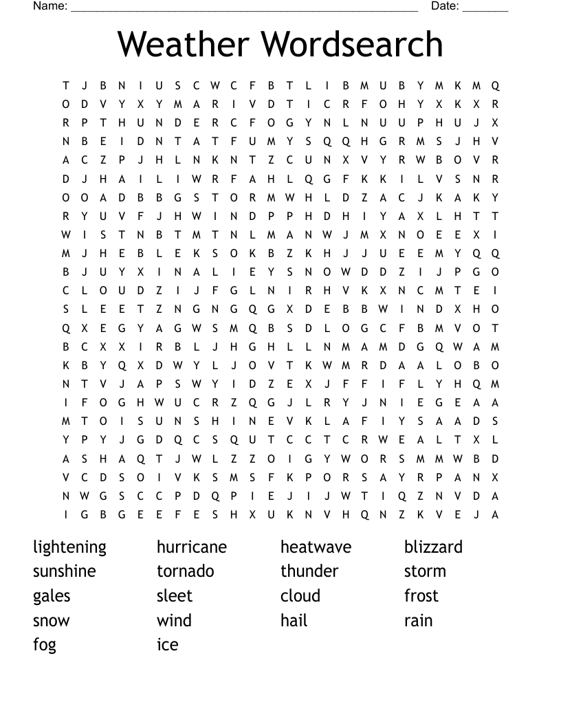 Weather Wordsearch