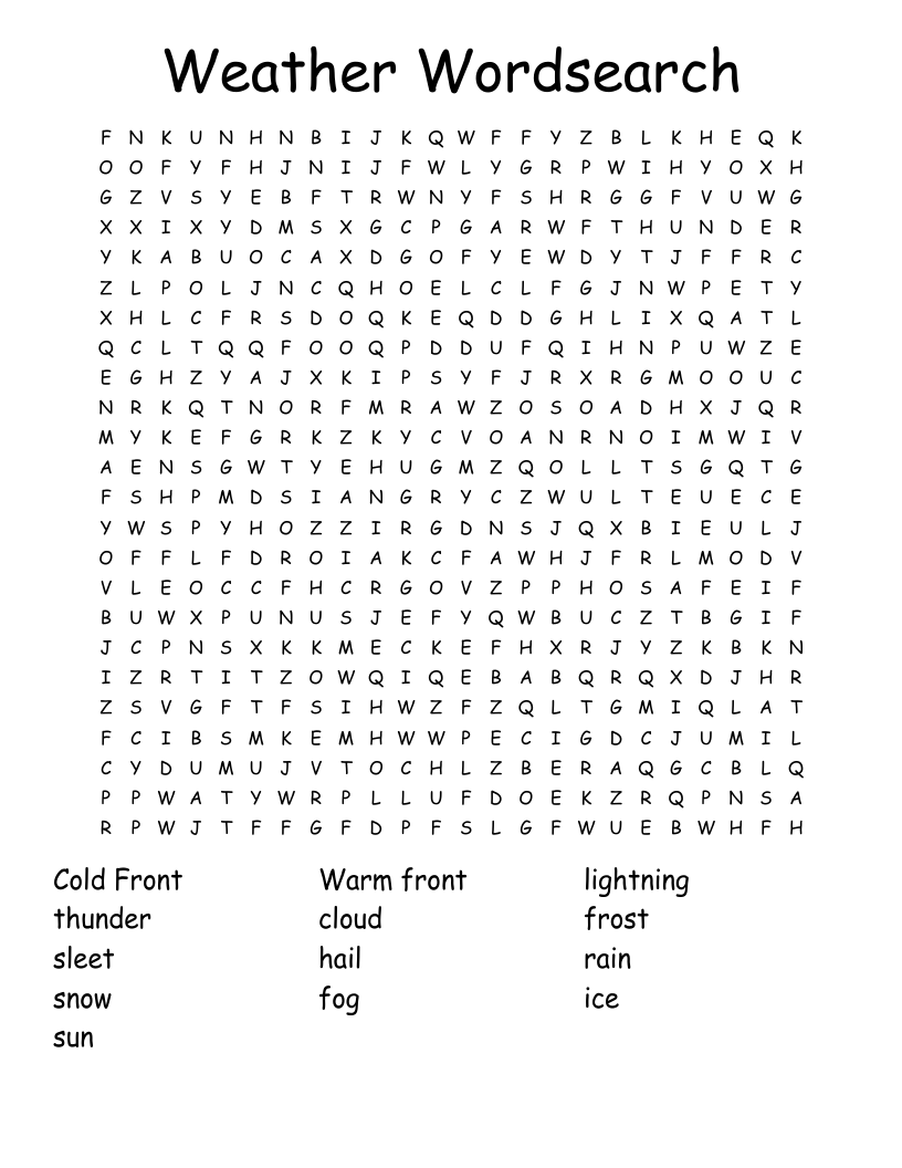 Weather Wordsearch