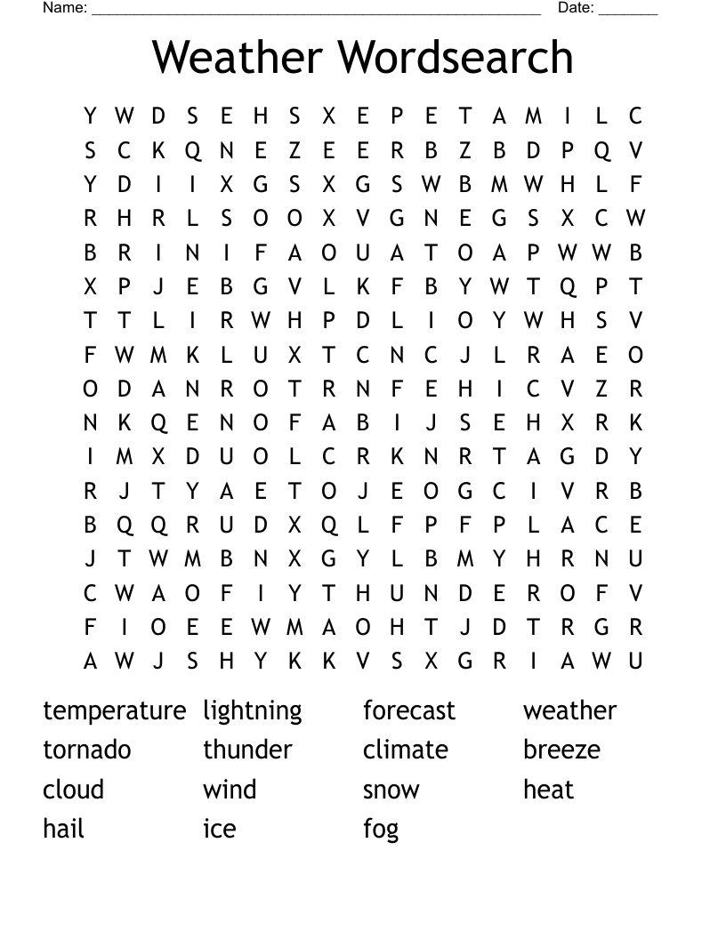 Weather Wordsearch 