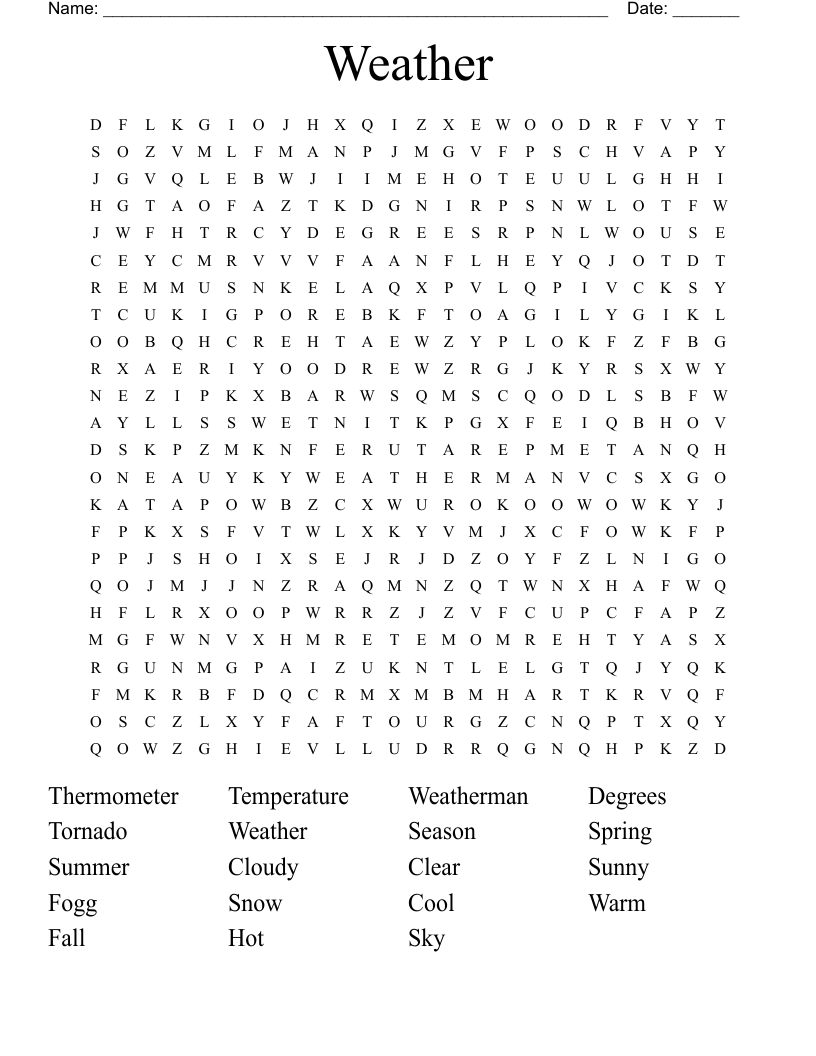 Weather  Word Search