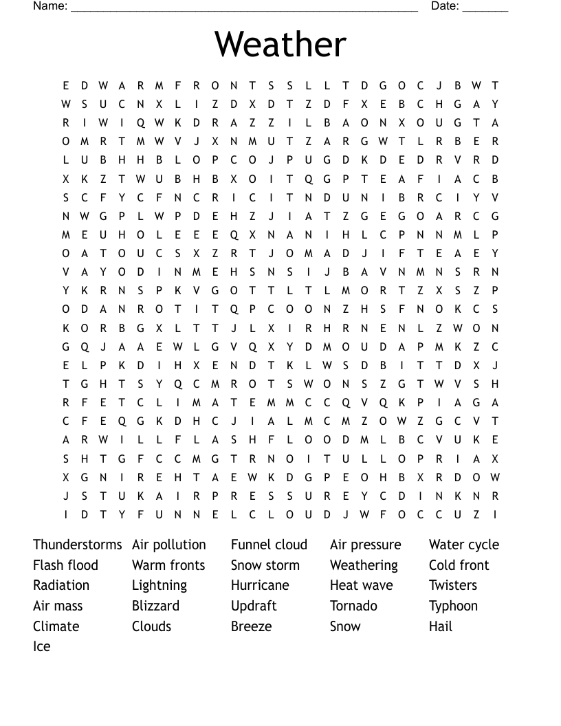 Weather  Word Search