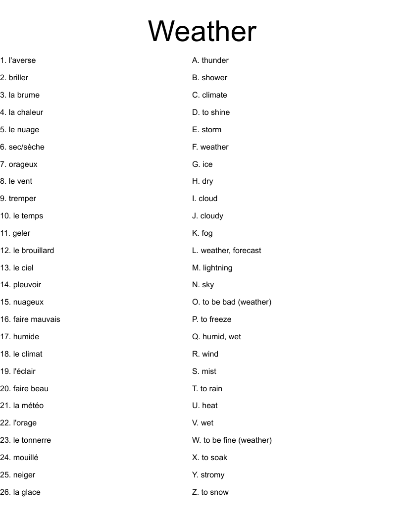 Weather  Worksheet