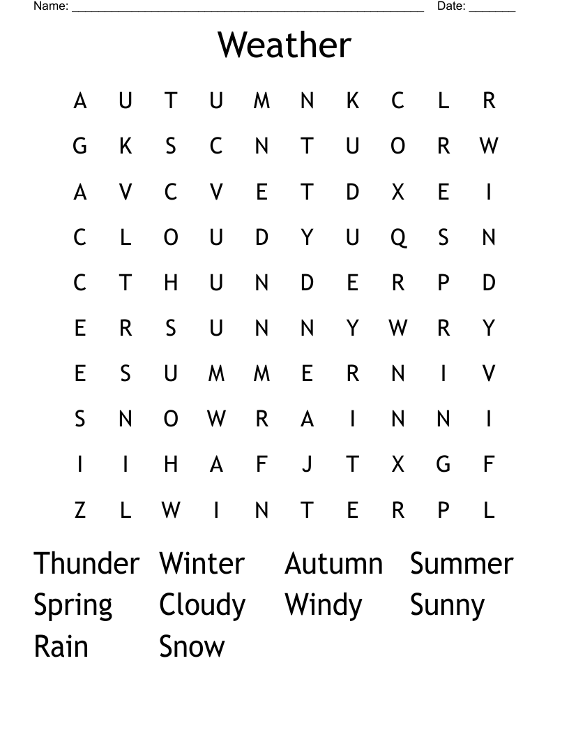 Weather  Word Search