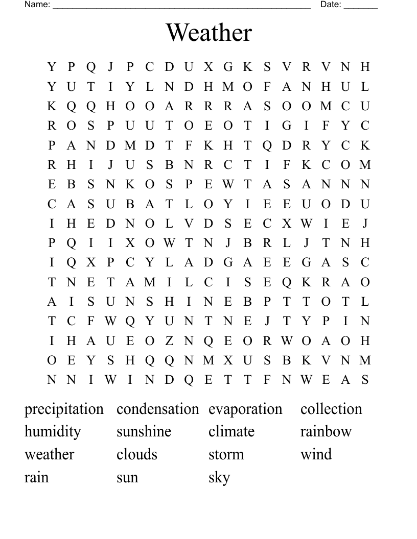 Weather  Word Search