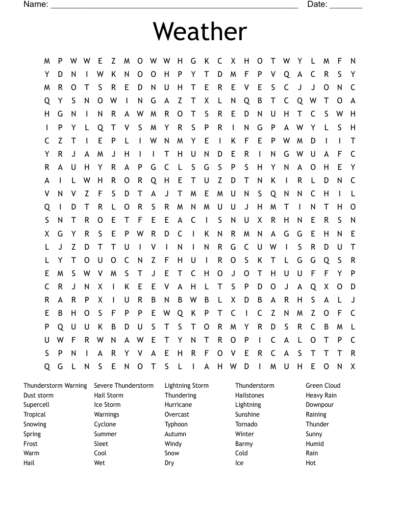 Weather  Word Search