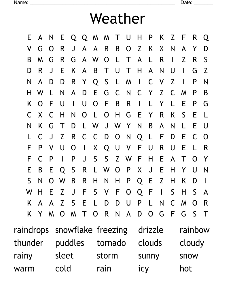 Weather  Word Search