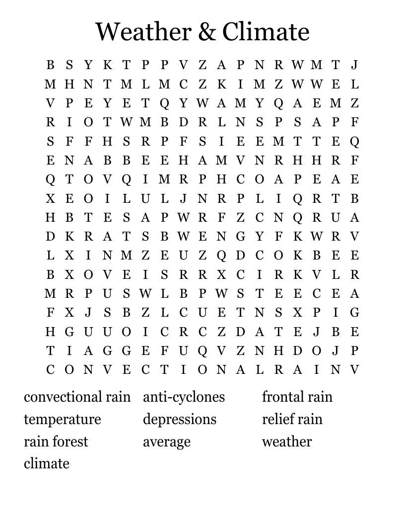 Weather & Climate Word Search