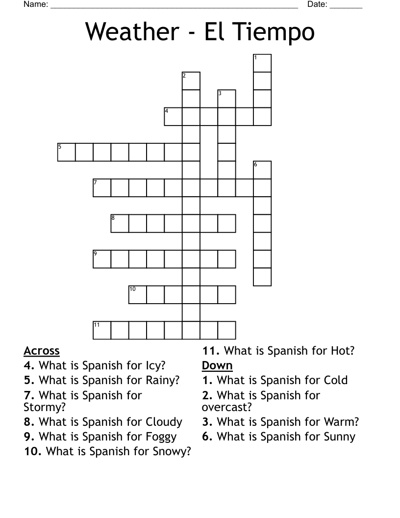 Weather - El Tiempo Crossword