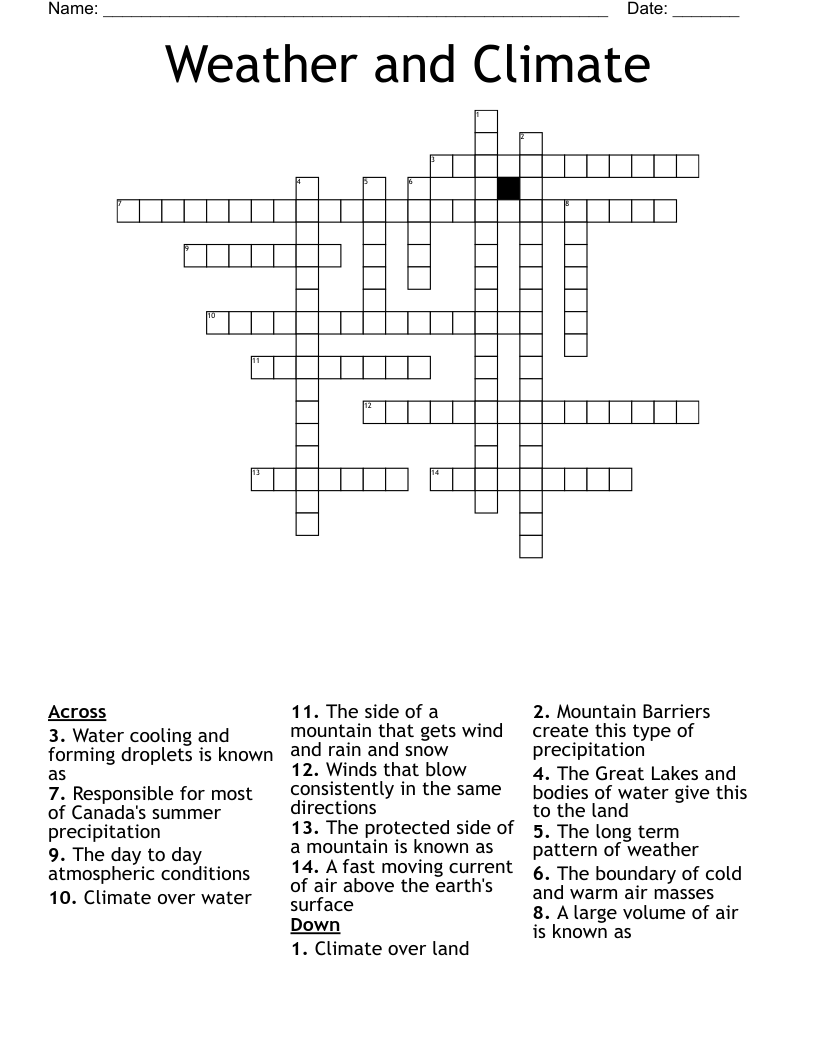 Weather and Climate Crossword