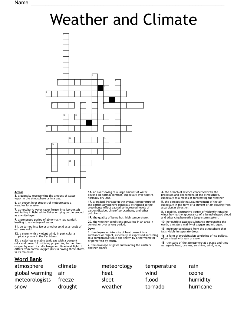 Weather and Climate Crossword