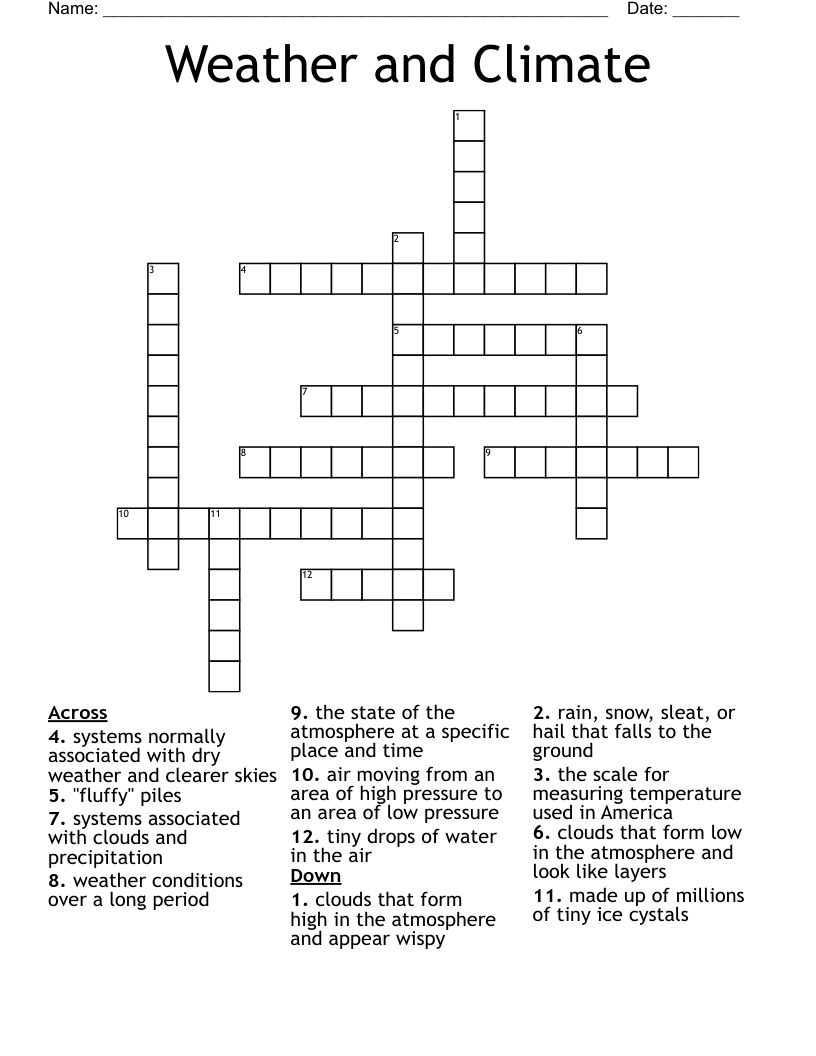Weather and Climate Crossword