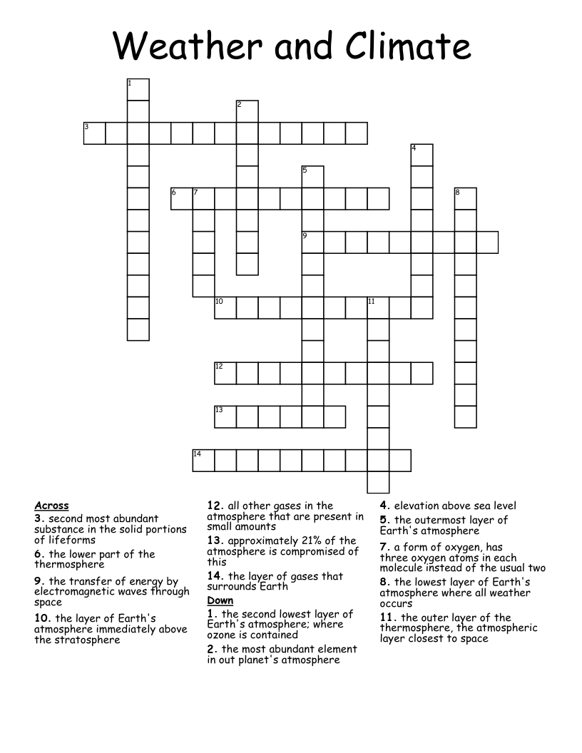 Weather and Climate Crossword