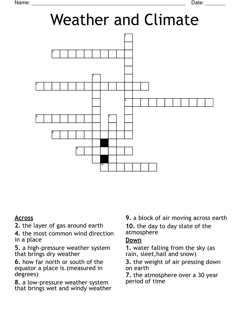 Weather and Climate Crossword