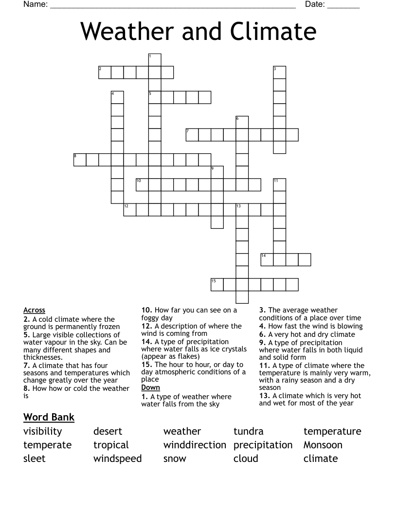 Weather and Climate Crossword