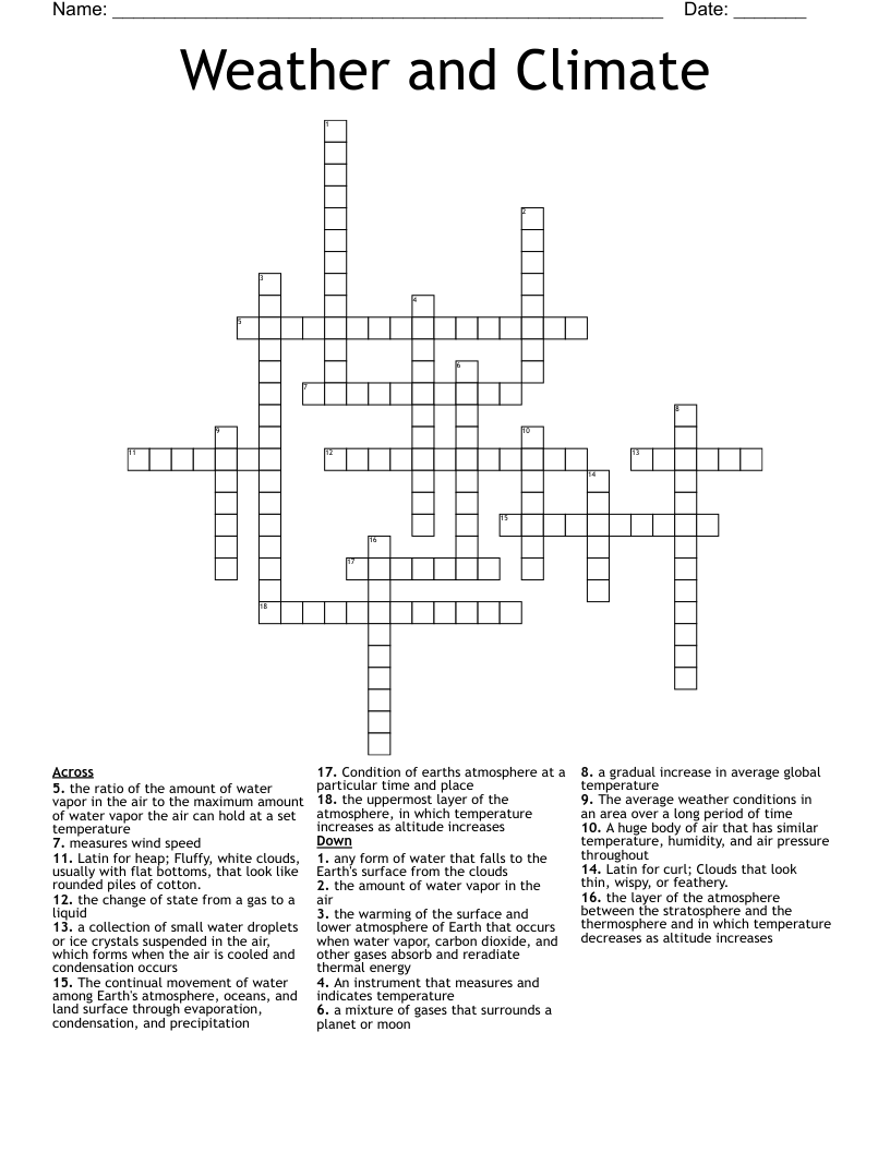 Weather and Climate Crossword