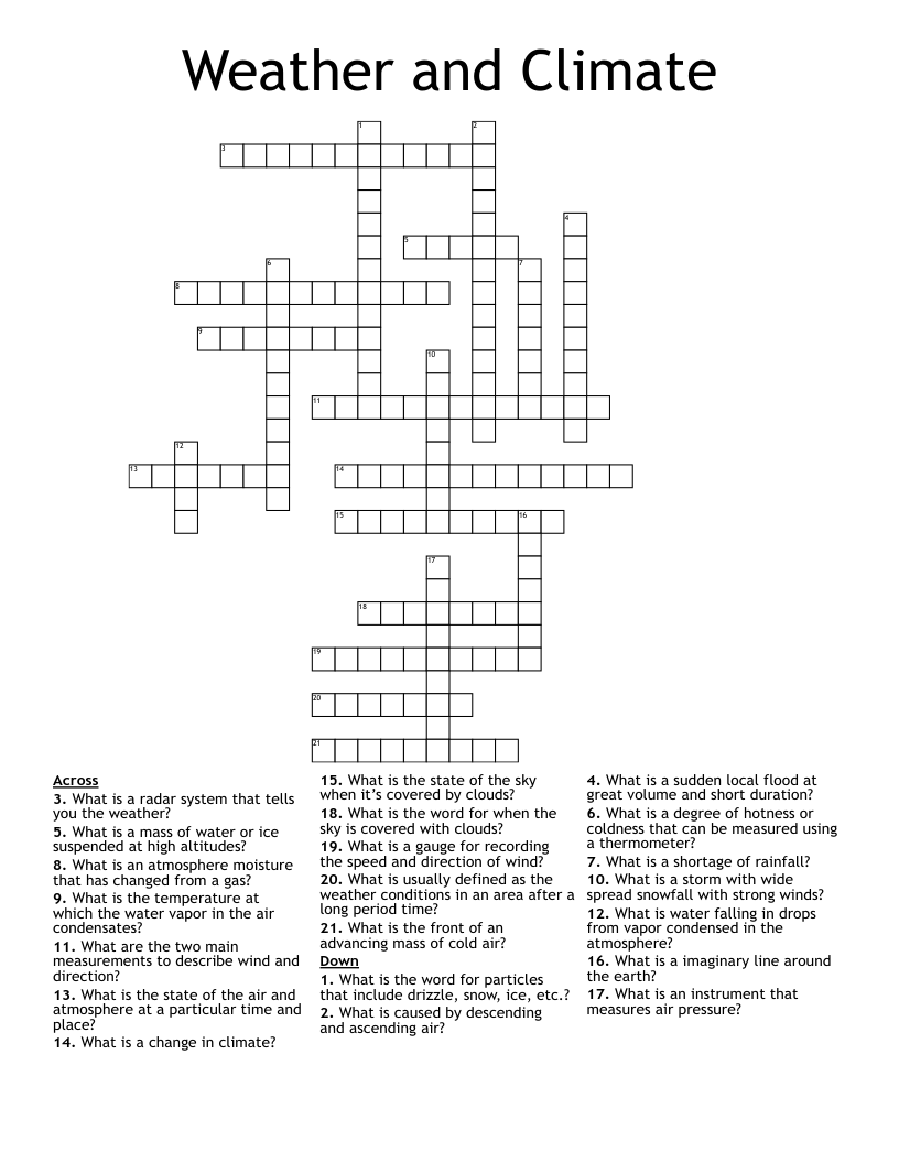 Weather and Climate Crossword