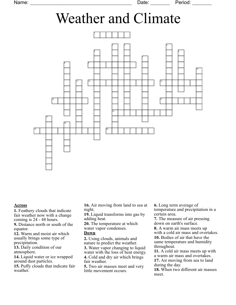 Weather and Climate Crossword
