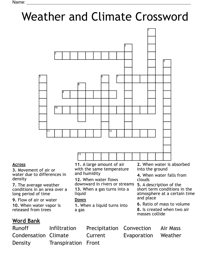 Weather and Climate Crossword