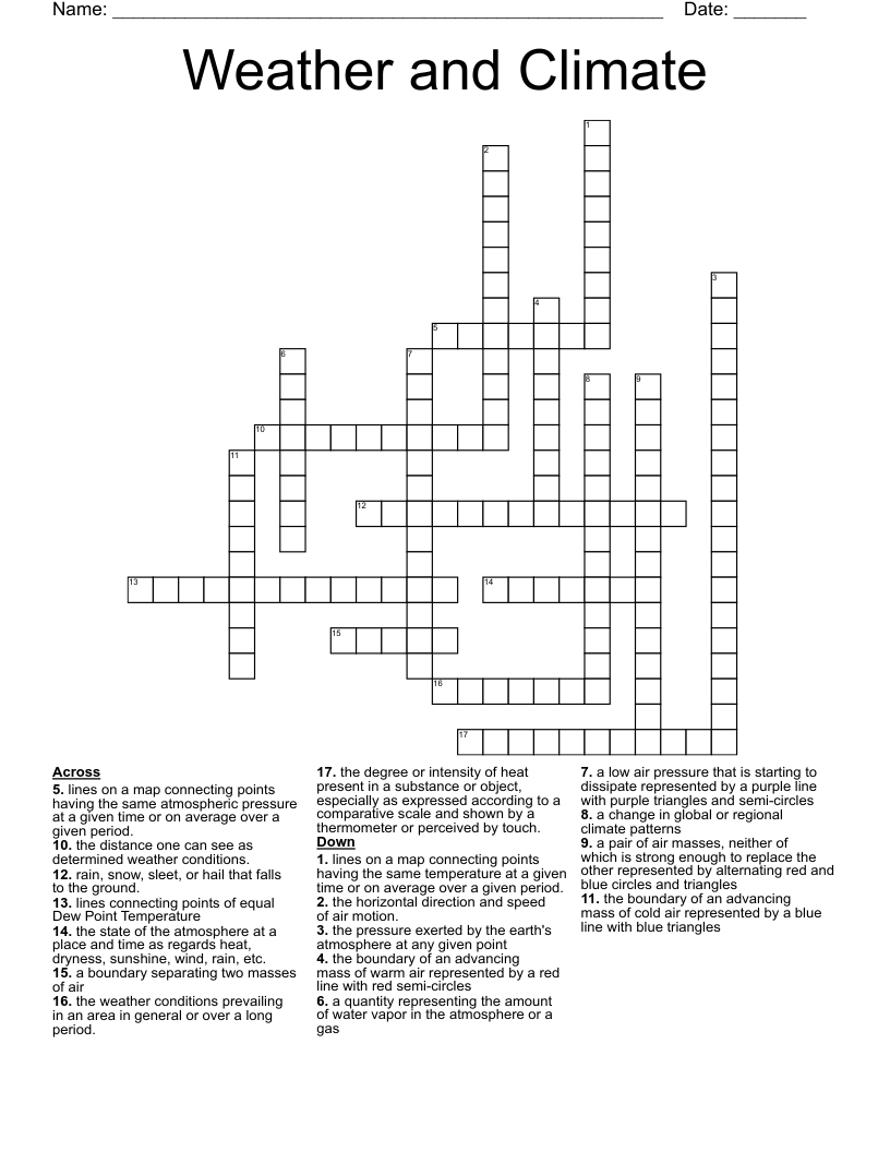 Weather and Climate  Crossword